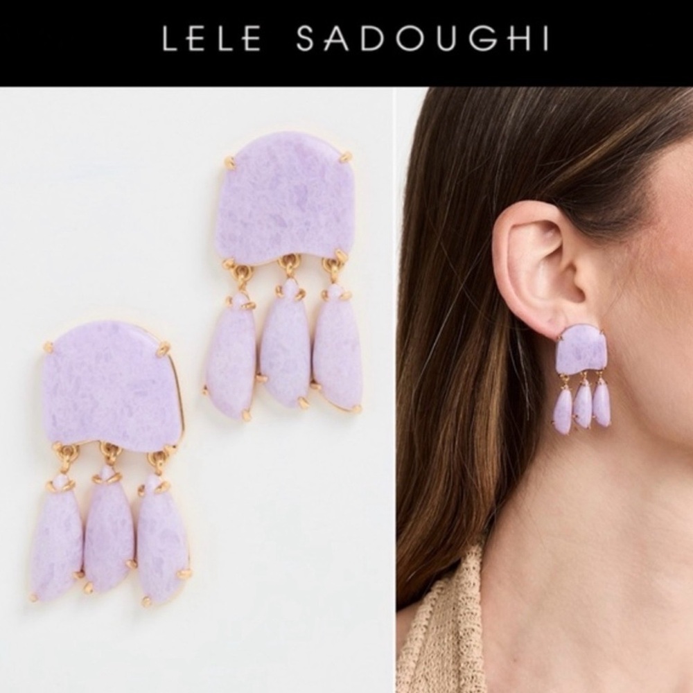 Lele Sadoughi Pebble Fringe Lavender Statement Earrings 165$